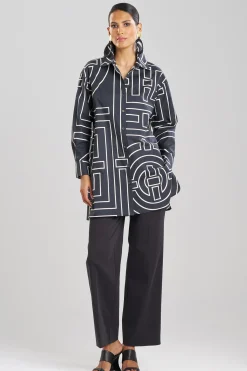 Natori Tops, Shirts & Tunics-Infinity Printed Cotton Poplin Oversized Shirt