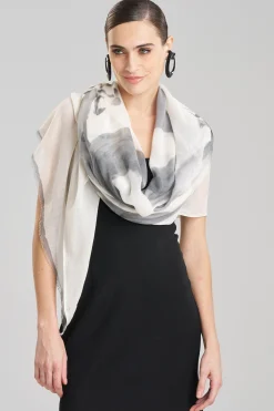 Natori Scarves & Shawls-Ink Dragon Printed Scarf