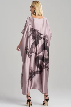 Natori Caftan Dresses-Ink Dragon Silk Caftan