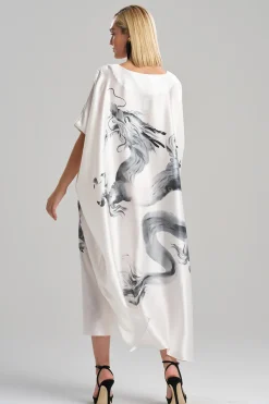Natori Caftan Dresses-Ink Dragon Silk Caftan