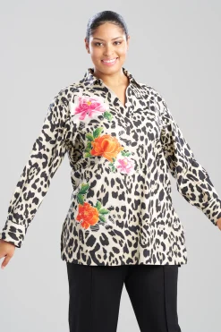 Natori Tops, Shirts & Tunics-Jaguar Cotton Poplin Embroidered Barong Shirt
