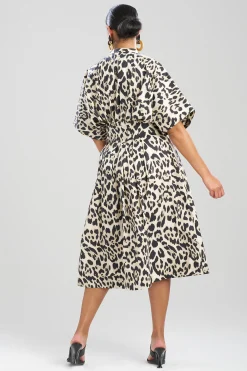 Natori Dresses-Jaguar Cotton Poplin Pleated Shirt Dress