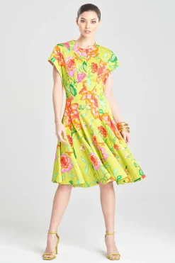 Natori Dresses|Wedding Guest Dresses-Junko Cotton Chino Pleated Dress