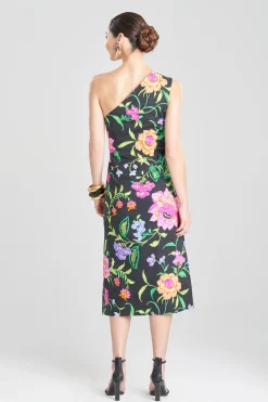 Natori Dresses|Wedding Guest Dresses-Junko Cotton Poplin Asymmetrical Drape Dress