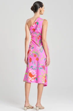 Natori Dresses|Wedding Guest Dresses-Junko Cotton Poplin Asymmetrical Drape Dress