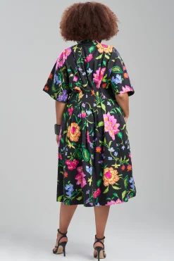 Natori Dresses|Wedding Guest Dresses-Junko Cotton Poplin Mandarin Dress