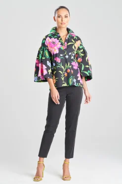 Natori Tops, Shirts & Tunics-Junko Cotton Poplin Oversized Pleated Top