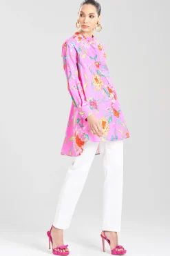 Natori Tops, Shirts & Tunics-Junko Cotton Poplin Oversized Mandarin Top