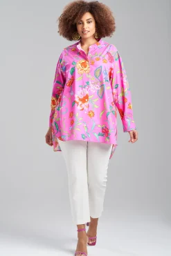 Natori Tops, Shirts & Tunics-Junko Cotton Poplin Oversized Mandarin Top