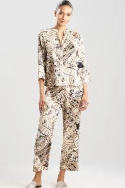 Natori Pajama Sets-Kaleidoscope Satin Mandarin PJ