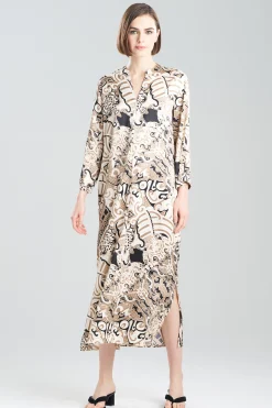 Natori Caftans|Caftan Dresses-Kaleidoscope Satin Zip Caftan