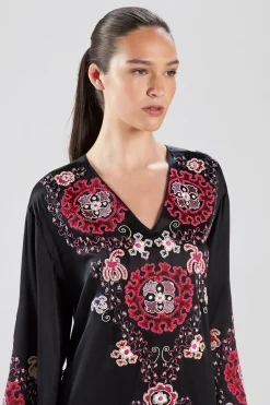 Natori Caftan Dresses-Kashmir Silk Embroidery Caftan