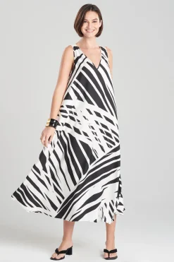 Natori Dresses|Wedding Guest Dresses-Katana Cotton Silk V-Neck Dress