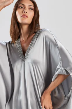 Natori Caftan Dresses-Key Essentials Embellished Cocoon Silk Caftan
