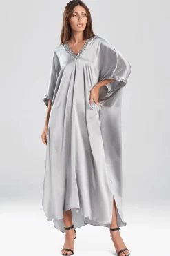 Natori Caftan Dresses-Key Essentials Embellished Cocoon Silk Caftan