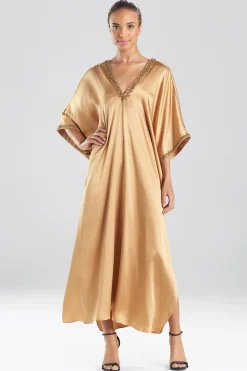 Natori Caftan Dresses-Key Essentials Embellished Cocoon Silk Caftan