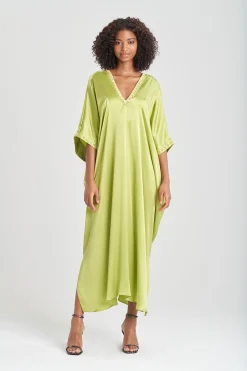 Natori Caftan Dresses-Key Essentials Embellished Cocoon Silk Caftan