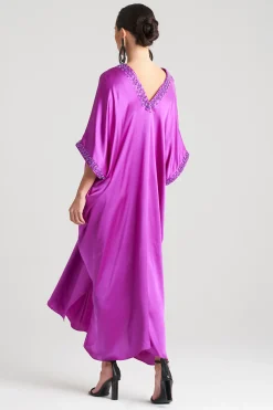 Natori Caftan Dresses-Key Essentials Embellished Cocoon Silk Caftan