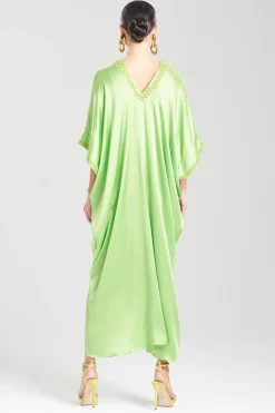 Natori Caftan Dresses-Key Essentials Embellished Cocoon Silk Caftan