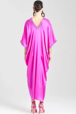 Natori Caftan Dresses-Key Essentials Embellished Cocoon Silk Caftan