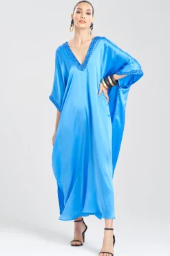Natori Caftan Dresses-Key Essentials Embellished Cocoon Silk Caftan
