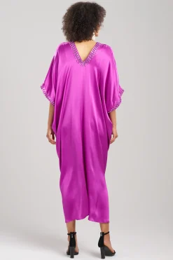 Natori Caftan Dresses-Key Essentials Embellished Cocoon Silk Caftan