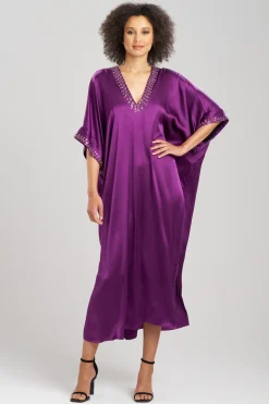 Natori Caftan Dresses-Key Essentials Embellished Cocoon Silk Caftan