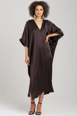 Natori Caftan Dresses-Key Essentials Embellished Cocoon Silk Caftan