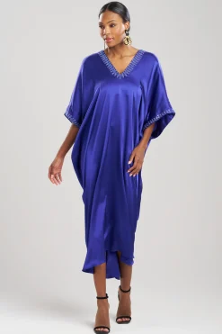Natori Caftan Dresses-Key Essentials Embellished Cocoon Silk Caftan