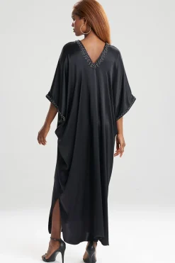Natori Caftan Dresses-Key Essentials Embellished Cocoon Silk Caftan