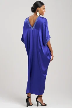 Natori Caftan Dresses-Key Essentials Embellished Cocoon Silk Caftan