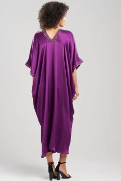 Natori Caftan Dresses-Key Essentials Embellished Cocoon Silk Caftan