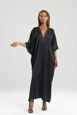 Natori Caftan Dresses-Key Essentials Embellished Cocoon Silk Caftan