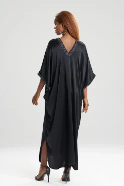 Natori Caftan Dresses-Key Essentials Embellished Cocoon Silk Caftan