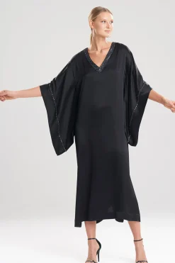 Natori Caftan Dresses-Key Essentials Embroidered Trim Caftan