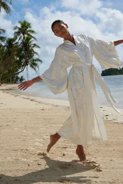 Natori Robes & Kimonos|Bridal Robes & Wraps-Key Essentials Embroidered Silk Robe