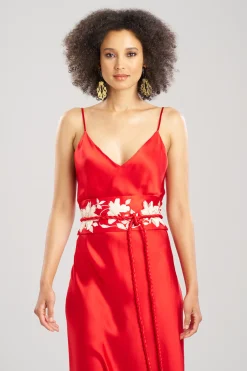 Natori Belts-Key Essentials Embroidered Floral Silk Obi Belt