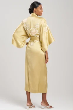 Natori Robes & Kimonos-Key Essentials Embroidered Floral Scroll Tassel Silk Robe