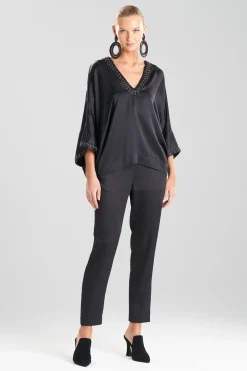 Natori Tops, Shirts & Tunics-Key Essentials Silk Embroidered Kimono Sleeve Top