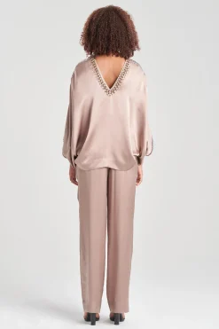Natori Tops, Shirts & Tunics-Key Essentials Silk Embroidered Kimono Sleeve Top