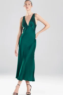 Natori Gowns-Key Essentials Silk V-Neck Gown