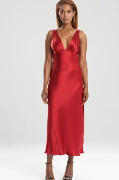 Natori Gowns-Key Essentials Silk V-Neck Gown