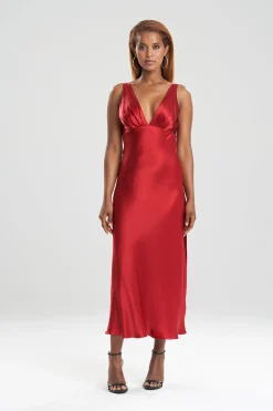 Natori Gowns-Key Essentials Silk V-Neck Gown