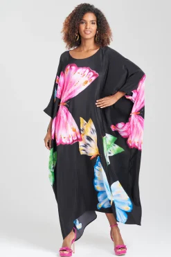 Natori Caftan Dresses-Kyoko Butterfly Beaded Silk Caftan
