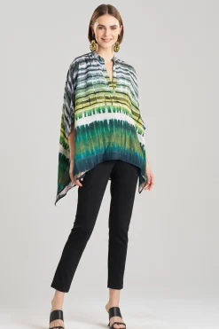 Natori Plus Sizes|Tops, Shirts & Tunics-Lana Printed Obi Silk Caftan Top