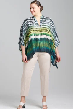 Natori Plus Sizes|Tops, Shirts & Tunics-Lana Printed Obi Silk Caftan Top