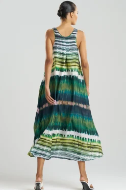 Natori Dresses|Plus Sizes-Lana Printed Obi Silk Trapeze Tank Dress