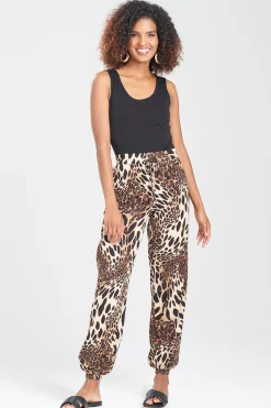 Natori Lounge Bottoms|Beach Bottoms-Leopard Cotton Gauze Pants
