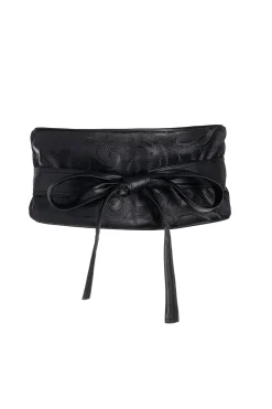 Natori Belts-Leticia Embroidered Faux Leather Obi Belt