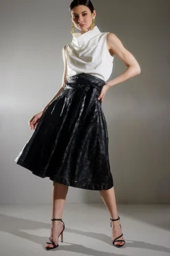 Natori Pants, Skirts & Shorts-Leticia Embroidered Faux Leather Skirt